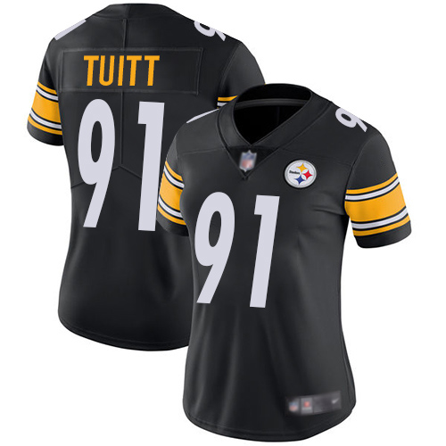 Women Pittsburgh Steelers Football #91 Limited Black Stephon Tuitt Home Vapor Untouchable Nike NFL Jersey